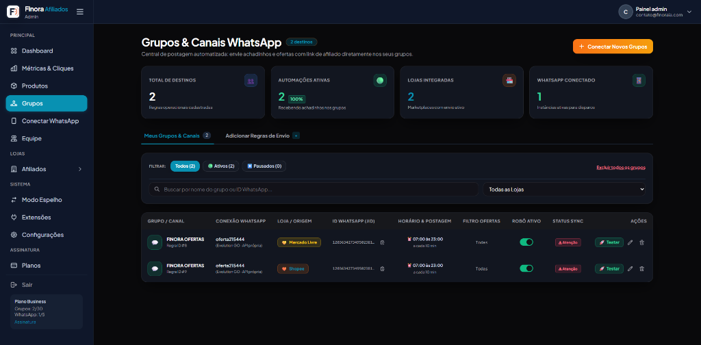 Grupos WhatsApp Finora Afiliados
