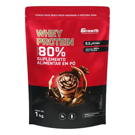 Suplemento em pó Growth Supplements Whey Protein Concentrado sabor Milkshake de Chocolate 1 kg
