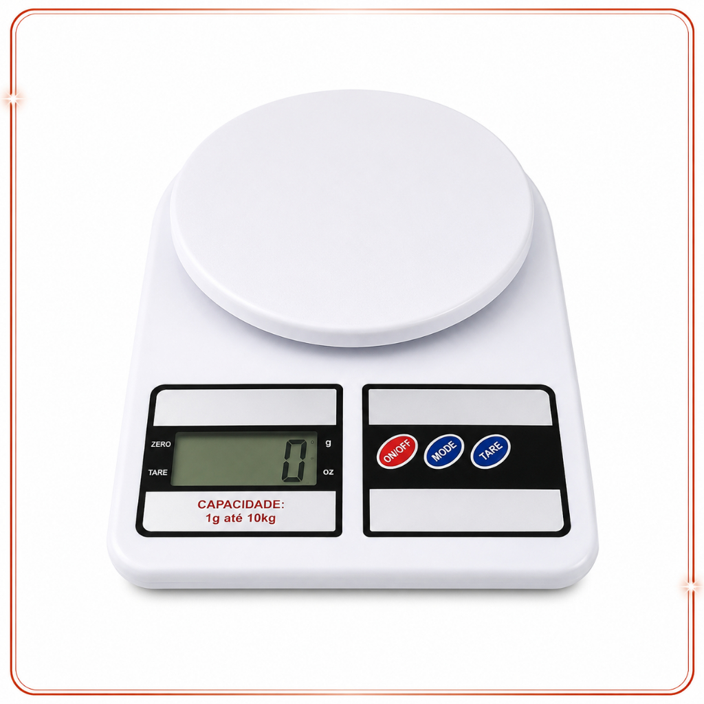 Balança Digital Cozinha 10kg Alta Precisão com Tara LCD – Ideal Dieta e Receitas
